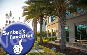 Vote Santee Favorites badge over image of San Diego Christian College campus