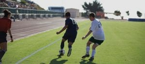 San Diego Christian College soccer team plays to cheering crowd